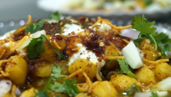 Vegan Aloo (Potato) Patty Chole Garbanzo Beans Chat